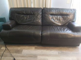 Dark Brown Leather 2-Seat Sofa