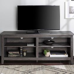 Classic 4 Cubby TV Stand for TVs up to 65 Inches, 58 Inch, Charcoal