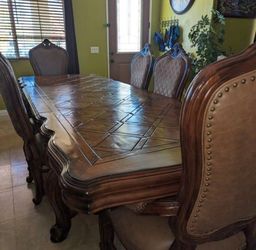 Large Brown Table with 6 chairs