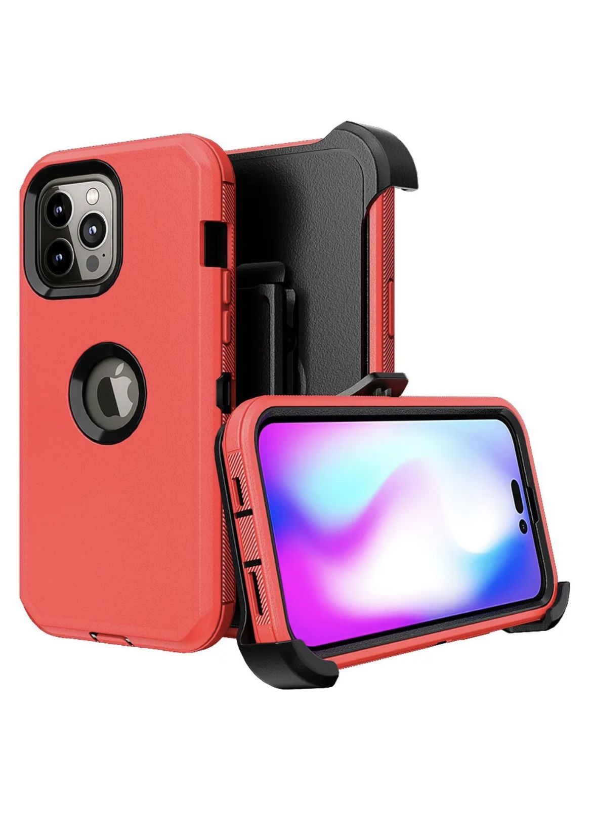 For iPhone 14 Pro Max Red Belt Clíp Case