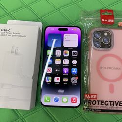 Apple iPhone 14 Pro Max Unlocked With AirPods Pro,Case & Charger 