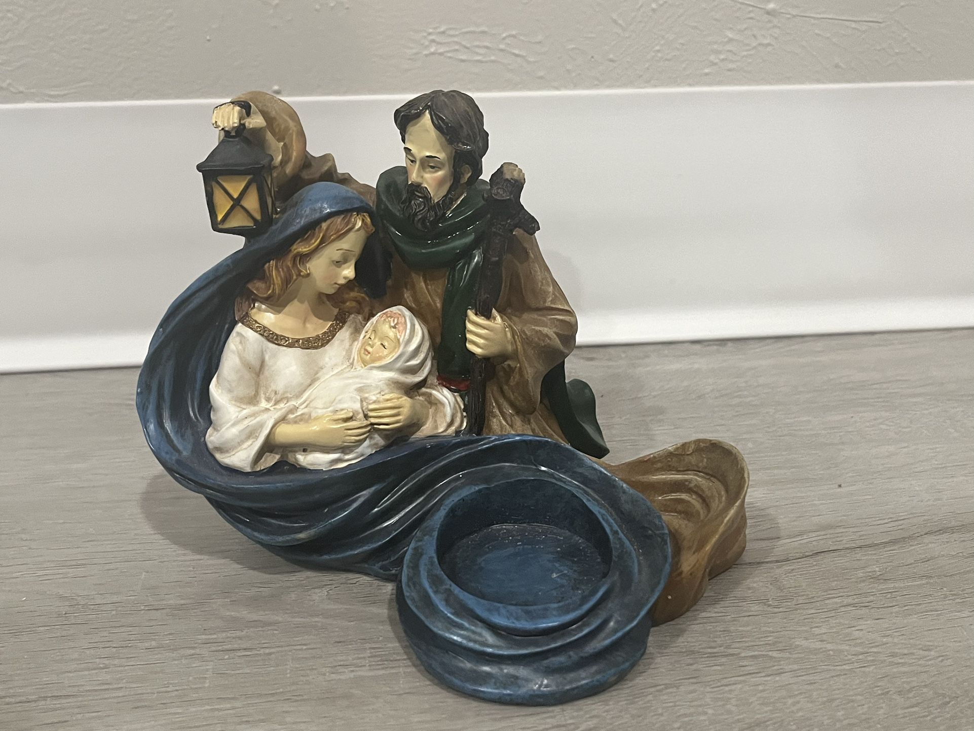 Resin Holy Family Votive Candle Holder
