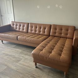 IKEA Rustic Brown Leather Couch