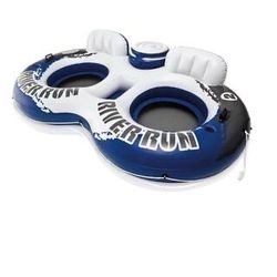 White/Black/Blue River Run II 2-Person Water Tube Float with Cooler and Connectors