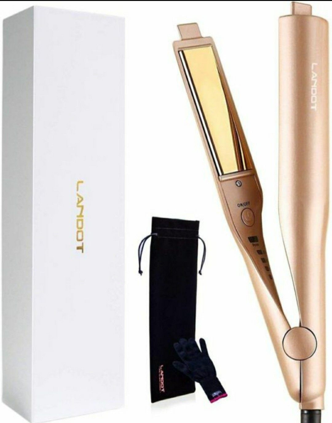 LANDOT 2 in 1 Twist Straightening Curling Iron Professional Hair Straightener and Curler in One Dual Voltage Flat Irons