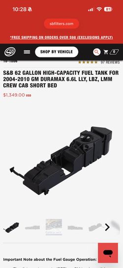 62 Gallon Mid Ship Tank Brand New