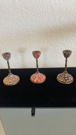 1950’s ornate copper candle sticks 4” tall