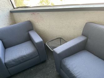 Set of two large grey blue chairs