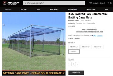 Cimarron Sports Batting Cage Net