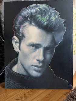 James Dean torn sweater customized on canvas and signed.