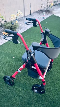 Red Rollator Walker with Seat