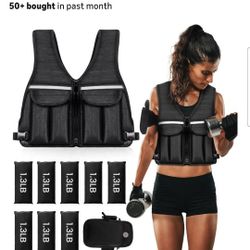 Adjustable Weighted Vest, 0-10 lb/0-12 lb/0-18 lb Weight Vest for Women and Man with 8 Removable Sandbag and Pocket | Weighted Vest for Walking, Runni