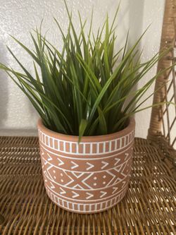 Fake Plant In Boho Planter 