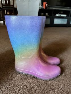Kids Rainbow Glitter Rain Boots