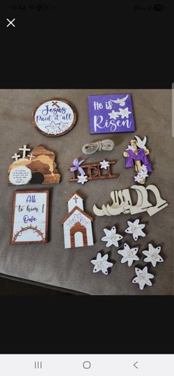 Easter Religious Wood Tiered wood Decor Set