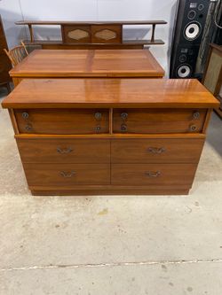 Vintage Walnut Mid Century Modern Walnut Lowboy Dresser
