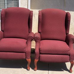 2 Red Recliner Chairs