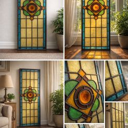 Leaded Stained Glass Window 47 X 15