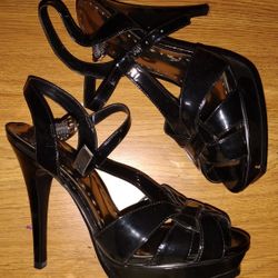 BCB Girls, Shiny Black Heels. With Anckle Strap. Size 6.5