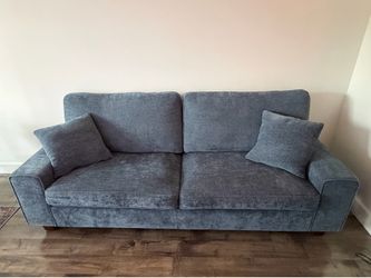 Blue Chenille Oversized Loveseat