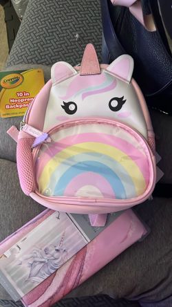 Unicorn Kids Backpack And Unicorn Shower Curtain Bundle 