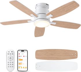 52 Inch 5 Blade Ceiling Fans With Lights And Remote/App Control
White Flush Mount