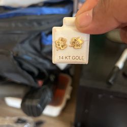 14 K Real Gold Lucky Charm Earrings 