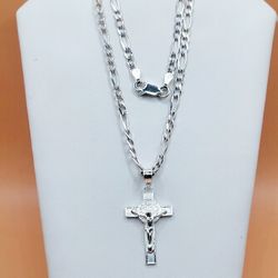 .925 Silver San Benito Cross Necklace 18"