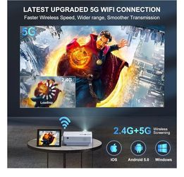 FUDONI Projector with 5G WiFi & Bluetooth, Native 1080P 18000L Portable Movie Projector for Home Theater Outdoor, Built-in Speaker, Compatible
