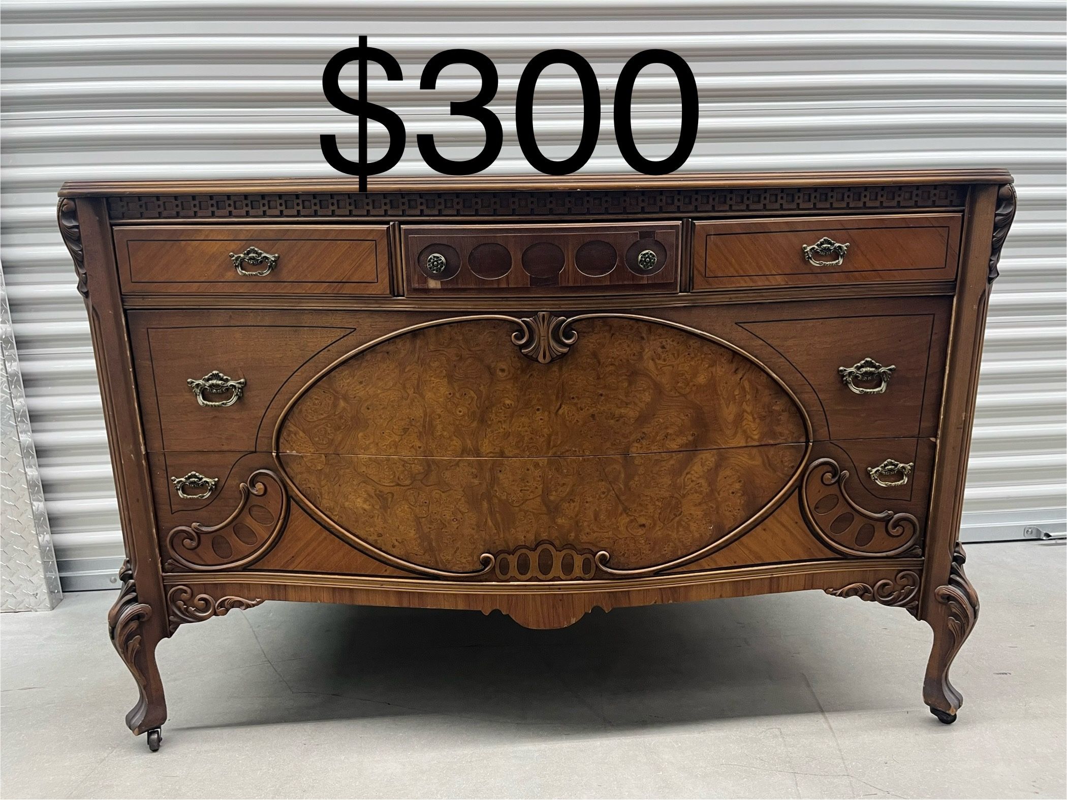 Beautiful Walnut Late 19th Century Antique Dresser with ornate design