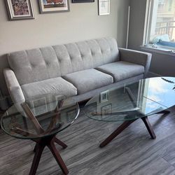 Cherrywood Glass Top Coffee Table & Matching End Table