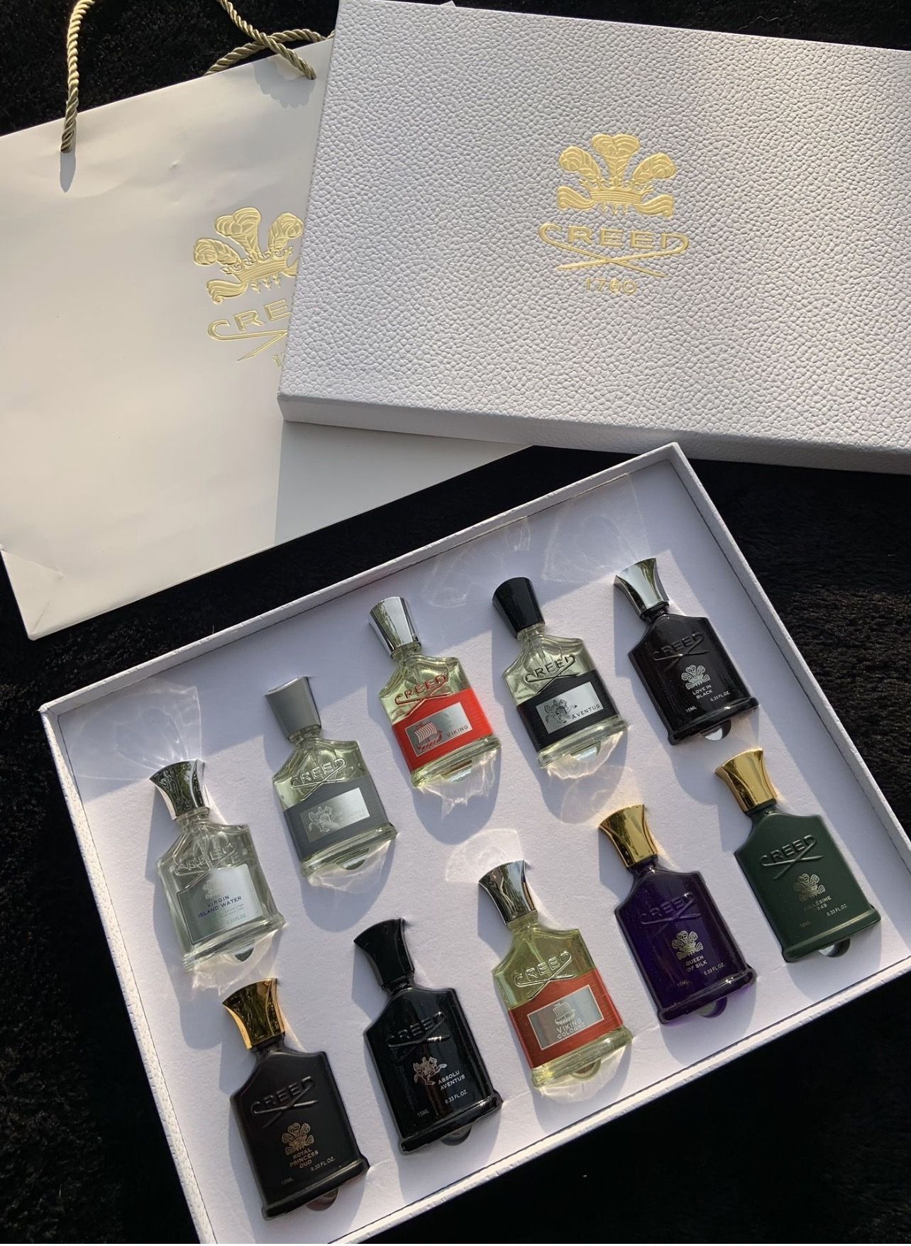 Creed perfume gift set men cologne brand new in box with bag, Retail $450