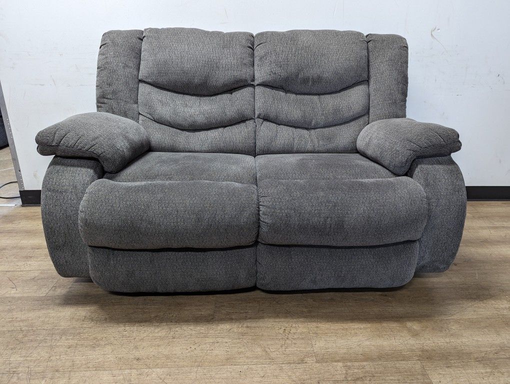 Grey Cloth Recliner Loveseat