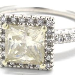 Ladies 14K Fancy Yellow Princess Cut Diamond Ring