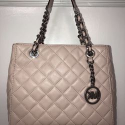 Michael Kors Susannah NS Quilted PINK Ballet Leather Small Tote Satchel Bag NWT