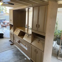 Wood Modular Headboard and dresser with mirror 