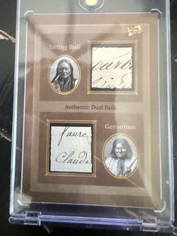 Sitting Bull & Geronimo Dual Handwritten Relic Card – Pieces of the Past