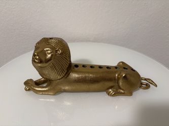 Gold Lion Hanukkah Menorah Metal