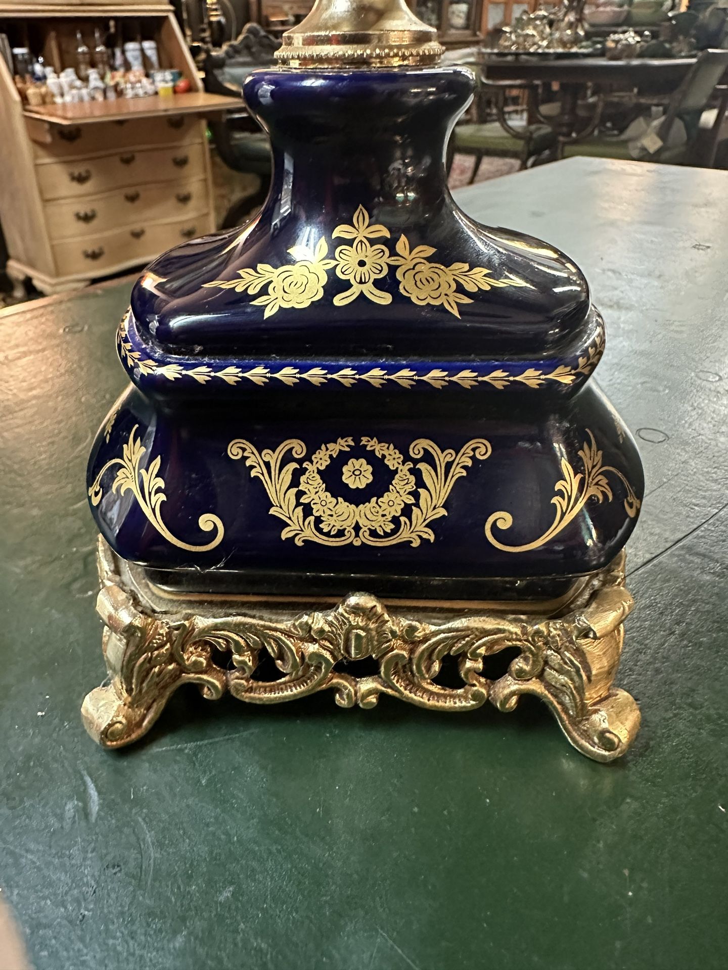 Limoges Cobalt Blue And Gilded Candelabra