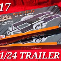 Motormax 76001 Tandem Car Trailer Black 1/24 Scale Diecast Model 
