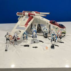 Star Wars Clone Wars Republic Assault Ship With ARC Troopers And Speeder Bike