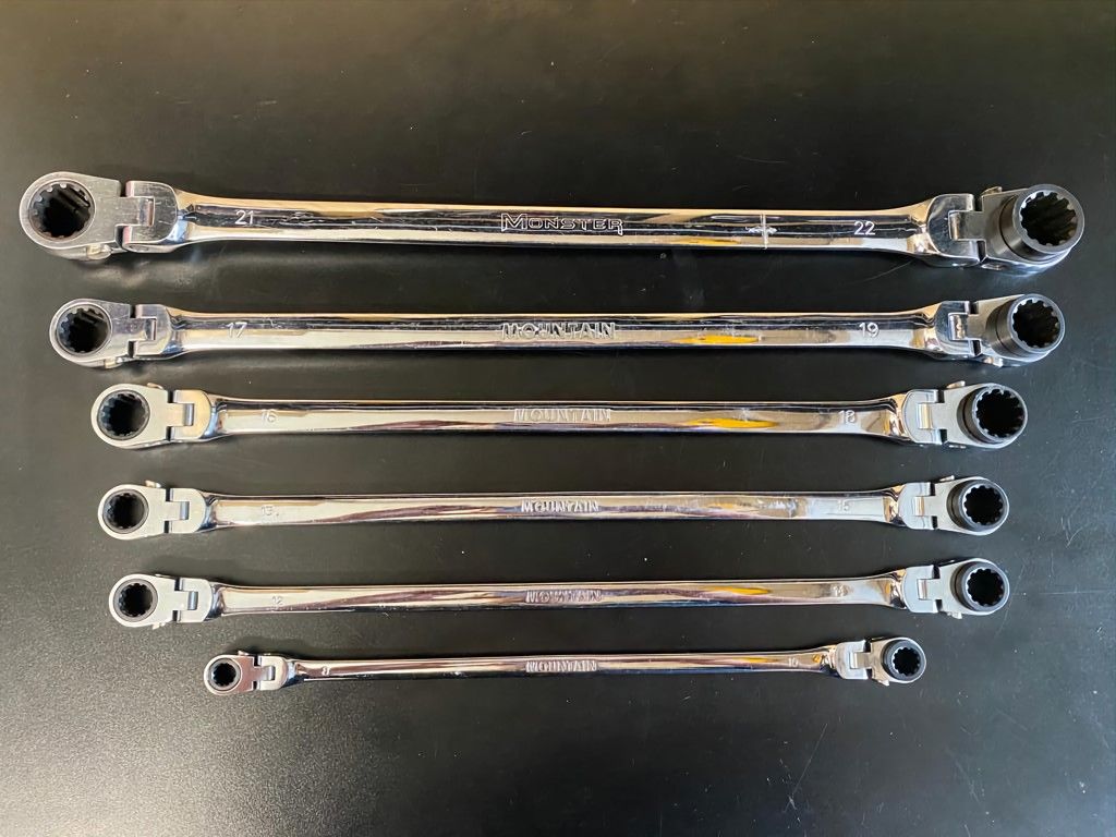 Mountain/Monster Ratchet Long Wrenches Double End Reversible Swivel Set Lifetime Warranty Snapon