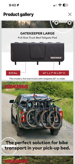 Yakima Gatekeeper Truck Tailgate Bike Pad, Black