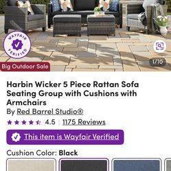 Wayfair Harbin Wicker Rattan patio furniture