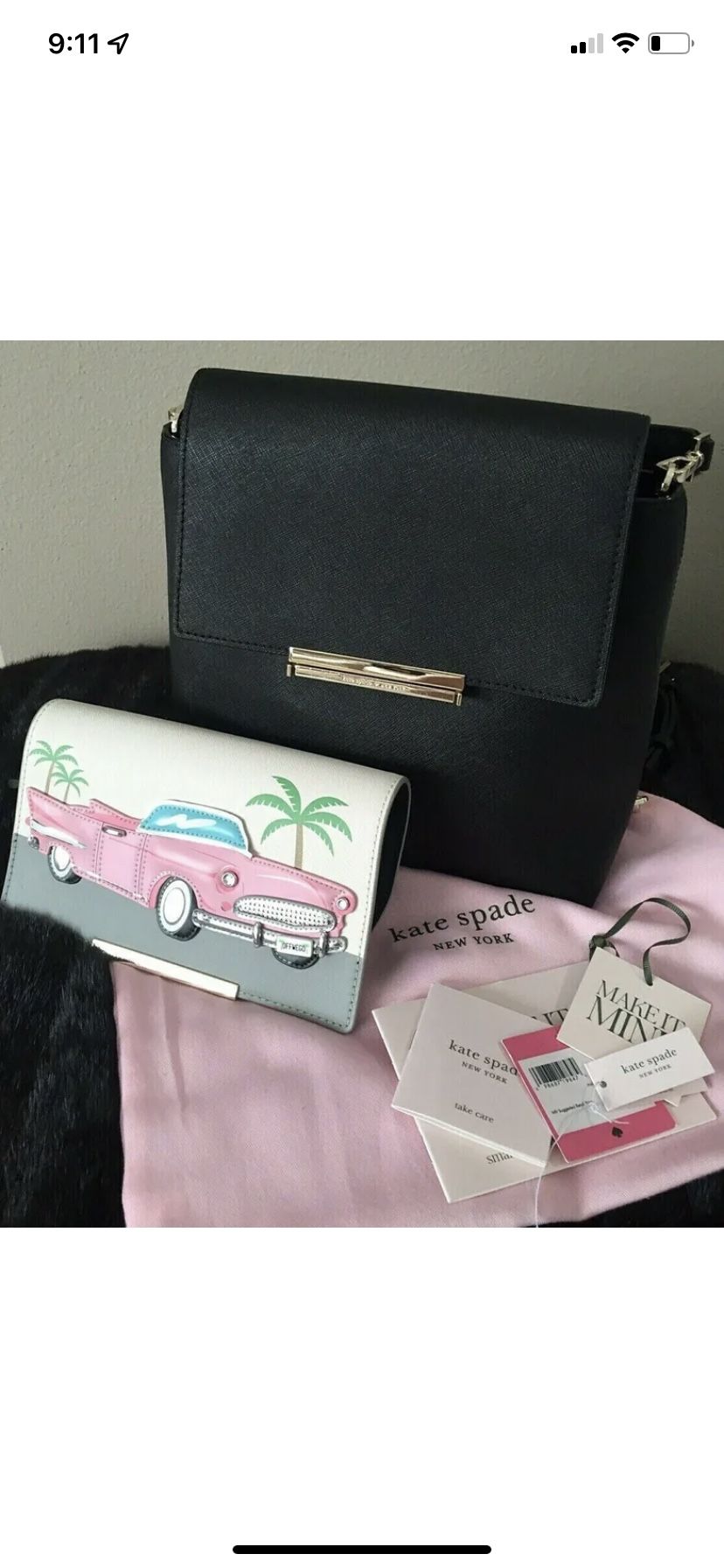 kate spade make it mine Maddie 3-Way Backpack Bag Pink Cadillac Flap Mary Kay 