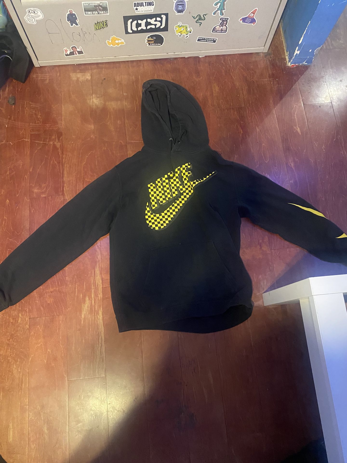 Black and Yellow Nike Checkered Pullover Hoodie