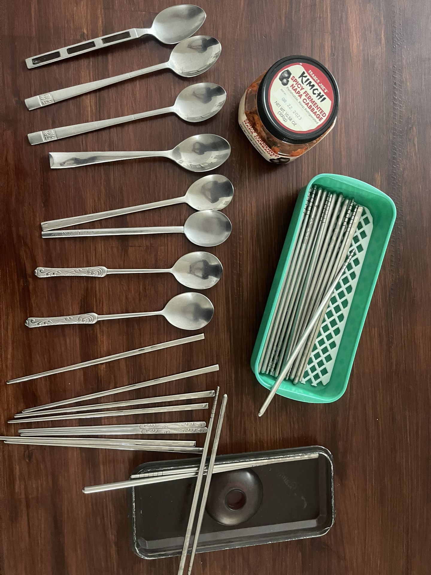 Chopsticks Spoons Stainless Steel Set Made In Korea Vintage 