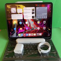 Apple IPad Pro 12.9” 3rd Generation (Face ID/Liquid Retina /2018 model) 64GB with keyboard Case, Stylus pen & Accessories 
