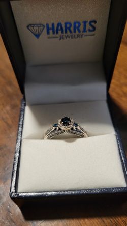 10k Blue Diamond Engagement Ring