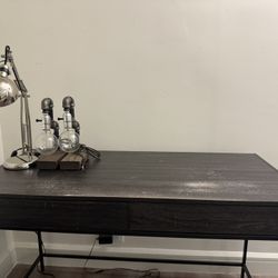 Black Metal Base Computer Desk+ Drawers